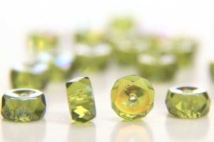 Olive Green AB Czech Glass Rondelle Spacers