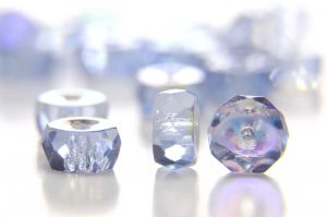 French Blue AB Czech Glass Rondelle Spacers