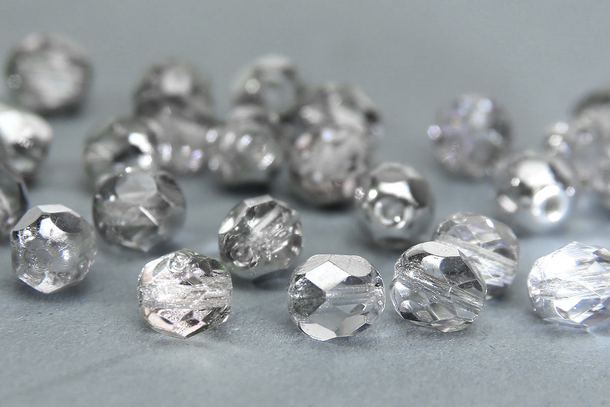 Silver and Clear Fire Polished