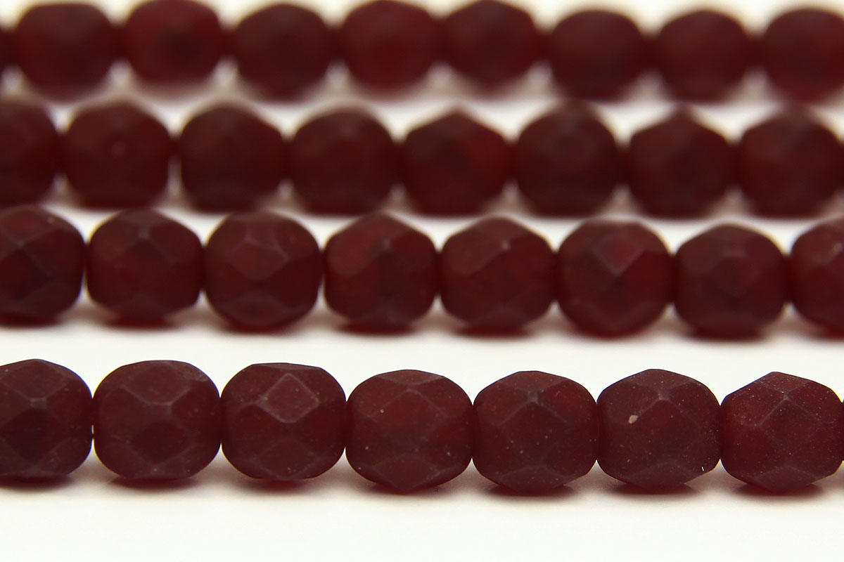 Frosted Opaque Garnet Fire Polished