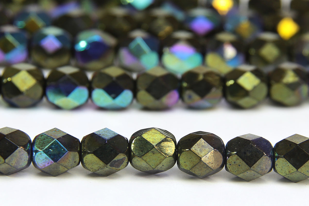 Golden Fern Green AB Fire Polished