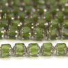 Olive, Silver Crowned Facetted Cathedral Beads