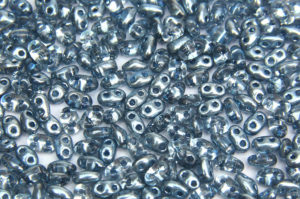 Semi Metallic Sapphire Preciosa Twin Beads