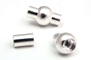 3.5mm Hole Bright Silver Ball with Inner Barrel Magnetic Glue-in Clasp