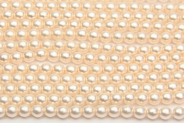 4mm Shell Frosted Preciosa Glass Pearl Beads