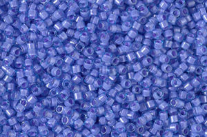 Fancy Lined Aqua Pink Delica Beads