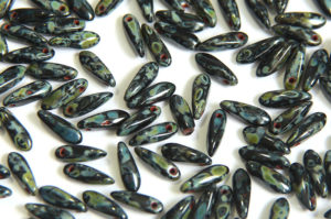 Opaque Moss Picasso  Czech Glass Daggers