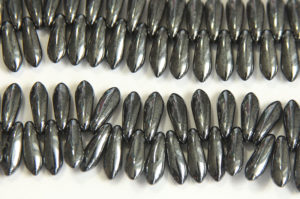 Opaque Lustre Hematite Czech Glass Daggers