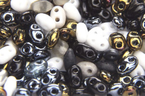 Monochrome Gold Mix Preciosa Twin Beads