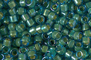 Fancy Lined Aqua Green Delica Beads