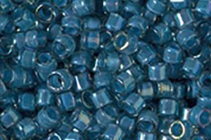 Fancy Lined Teal Dark Blue Delica Beads