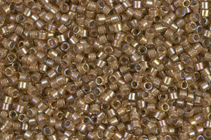 White Lined Saffron AB Delica Beads