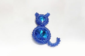 Russian Blue Crystal Kitty Cat Brooch Kit - Makes 2
