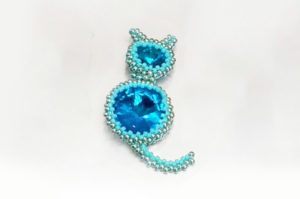 Teal Tabby Crystal Kitty Cat Brooch Kit - Makes 2