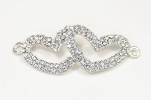 Crystal Marcasite Linked Hearts Connector