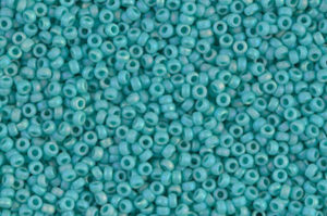 Matted Opaque Turquoise Green AB Miyuki 15/0 Seed Beads