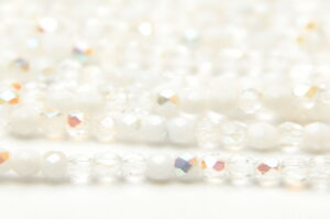 3mm Opaque Snow and Crystal AB Mix Firepolished Czech Glass