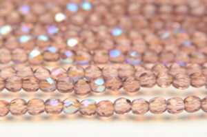 3mm Transparent Purple Sage AB Firepolished Czech Glass