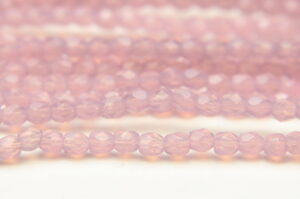 3mm Milky Lilac Rose Firepolished Czech Glass