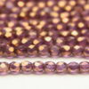 3mm Gold Fumed Transparent Violet Lustre Firepolished Czech Glass
