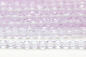 3mm Transparent Lavender Blossom Firepolished Czech Glass