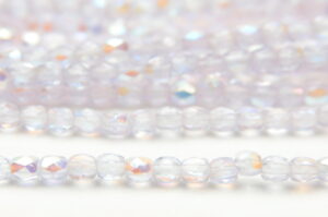 3mm Transparent Mauve Mist AB Firepolished Czech Glass
