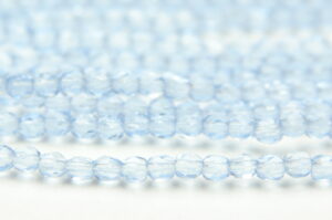 3mm Transparent Blue Opal Firepolished Czech Glass