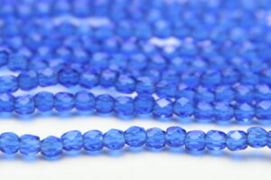 3mm Transparent Sapphire Blue Firepolished Czech Glass