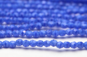 3mm Hurricane Opaque Periwinkle Blue Firepolished Czech Glass
