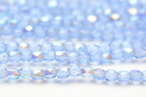 3mm Transparent Sky Blue AB Firepolished Czech Glass