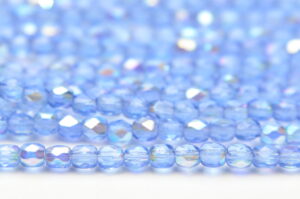 3mm Transparent Azure Blue AB Firepolished Czech Glass
