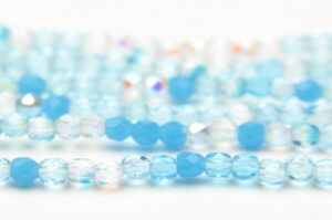 3mm Light Blue Mix Firepolished Czech Glass