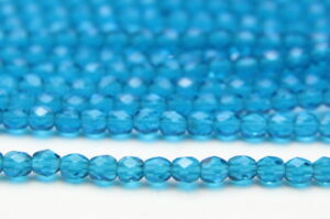 3mm Transparent Deep Agean Blue Firepolished Czech Glass