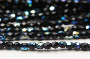 3mm Metallic Celestial Jet Firepolished Czech Glass