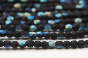 3mm Matte Metallic Celestial Jet Firepolished Czech Glass