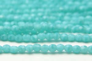 3mm Hurricane Opaque Sea Opal Firepolished Czech Glass