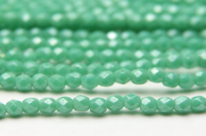 3mm Opaque Green Turquoise Firepolished Czech Glass