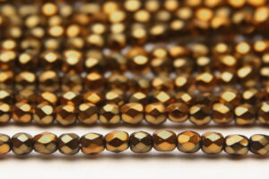 3mm Metallic Old Gold Firepolished Czech Glass