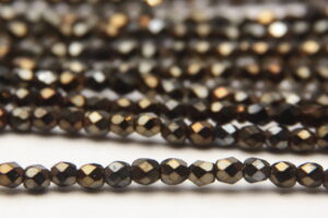 3mm Metallic Deep Ocre Firepolished Czech Glass