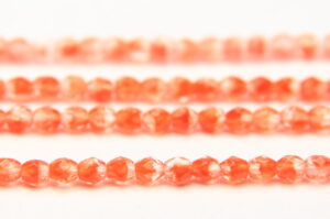3mm Hurricane Tangerine Clear Firepolished Czech Glass