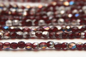3mm Metallic Silver Coated Deep Garnett Firepolished Czech Glass
