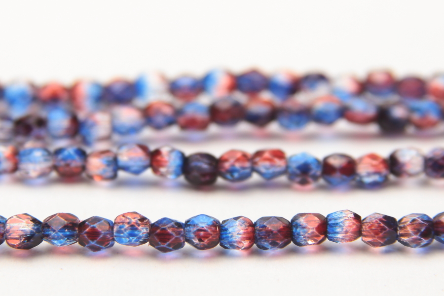 3mm Hurricane Cherry Sky Firepolished Czech Glass