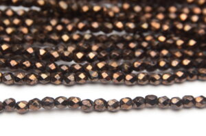 3mm Metallic Chocolate Bronze Firepolished Czech Glass