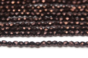 3mm Metallic Deep Bronze Firepolished Czech Glass