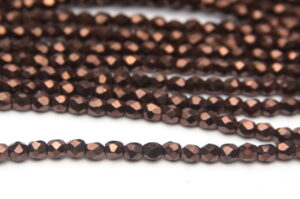 3mm Metallic Burnt Cinamon Firepolished Czech Glass