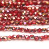 3mm Metallic Gold Coated Ruby Firepolished Czech Glass