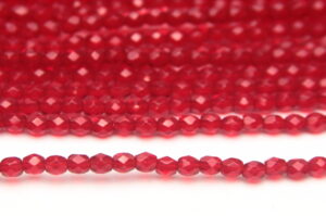 3mm Transparent Ruby Firepolished Czech Glass