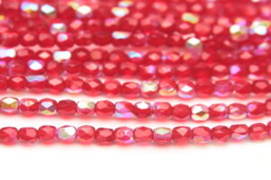 3mm Transparent Ruby AB Firepolished Czech Glass