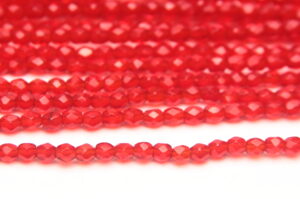 3mm Transparent Raspberry Lustre Firepolished Czech Glass