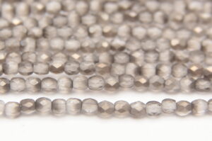 3mm Frosted Slate Coated Pebble Grey Firepolished Czech Glass